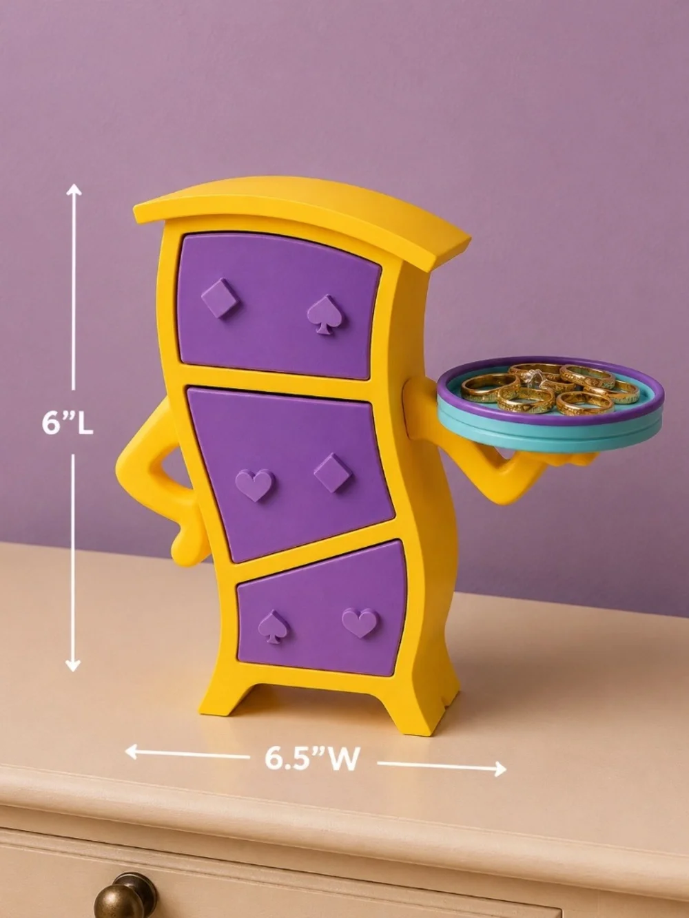 Mini 3D Printed Wavy Drawer Organizer w/ Side Tray – Purple & Yellow
